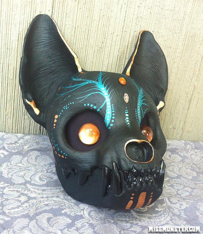 PAINTED AND FINISHED CAT SKULL MASK