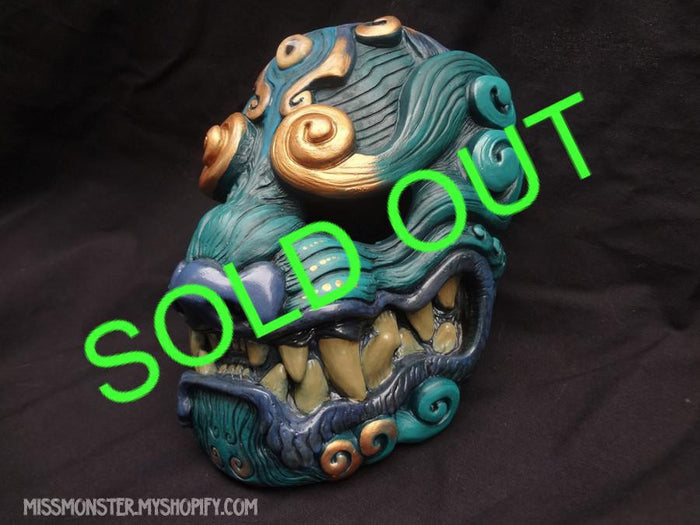 PAINTED GREEN KOMAINU MASK