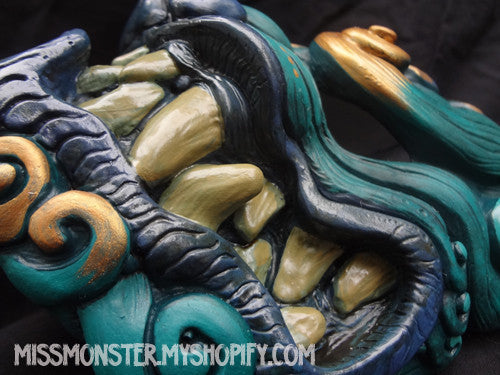 PAINTED GREEN KOMAINU MASK