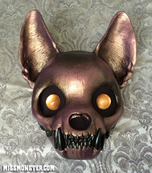 PAINTED , READY TO WEAR CAT MASK- METALLIC FLESH