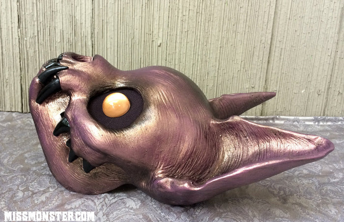PAINTED , READY TO WEAR CAT MASK- METALLIC FLESH