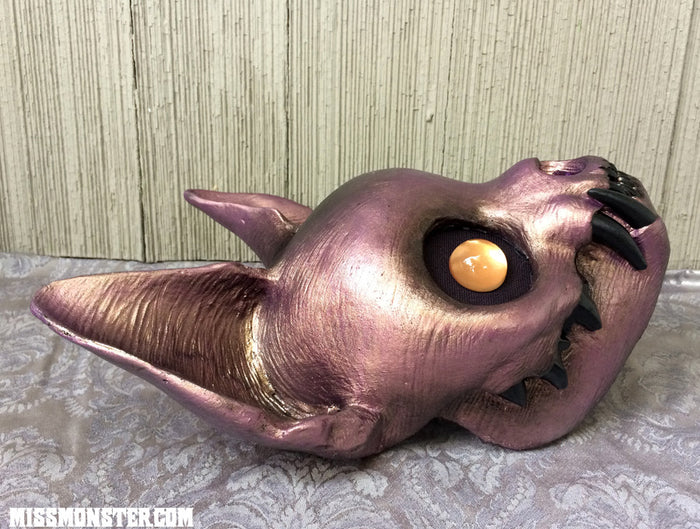 PAINTED , READY TO WEAR CAT MASK- METALLIC FLESH