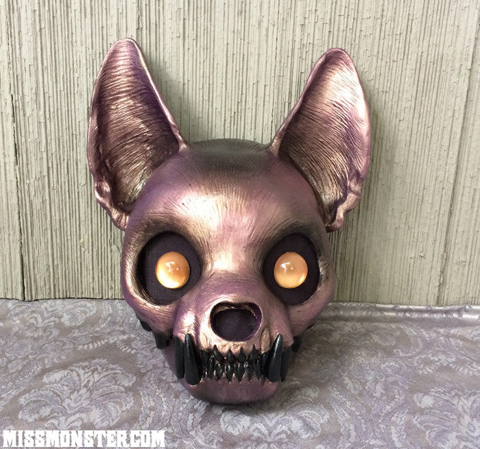 PAINTED , READY TO WEAR CAT MASK- METALLIC FLESH