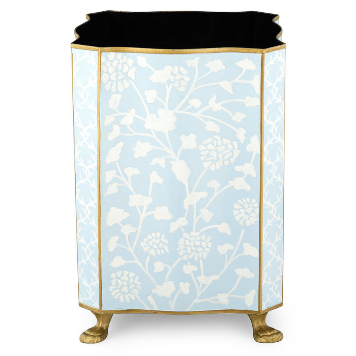 Pale Blue Spring Floral Tissue Holder or Wastepaper Basket by The Enchanted Home