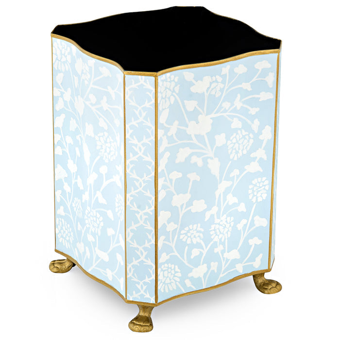Pale Blue Spring Floral Tissue Holder or Wastepaper Basket by The Enchanted Home
