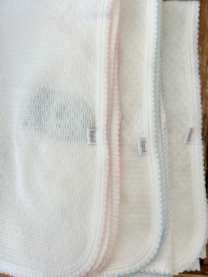 Paty - Receiving Blanket (No Bow) - White with White Trim