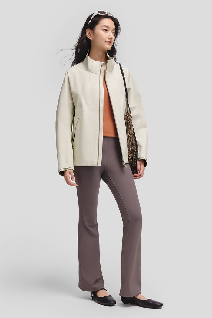 beneunder peakflex – women’s stretch insulated shell jacket (removable hood, warm liner) #color_beige