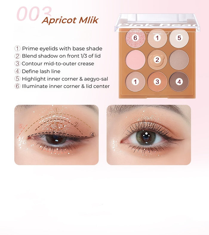 Pink Bear Energetic Girl Collection 9-color Eyeshadow Palette T4805