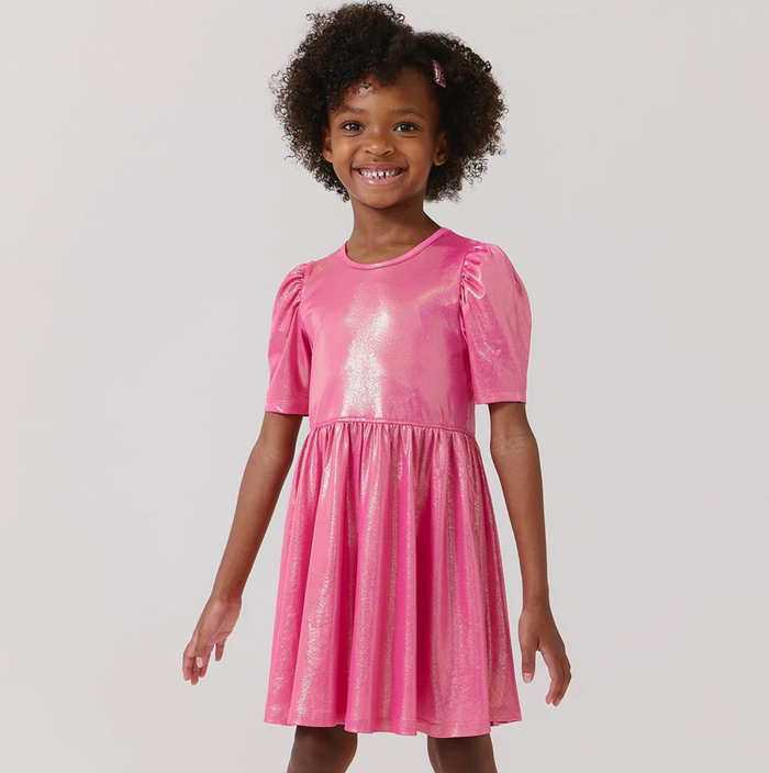 Pink Chicken - Laurie Dress - Pink Lame