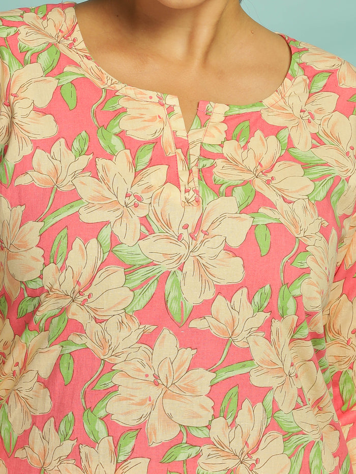 Stylish Soft Pink Cotton Pajama Set for Women