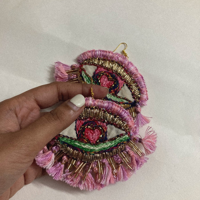 Pink Sky Eye Earrings