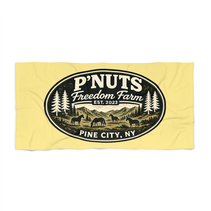 P'NUTS Freedom Farm Beach Towel – Pine City NY Vintage Farm Logo
