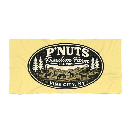 P'NUTS Freedom Farm Beach Towel – Pine City NY Vintage Farm Logo