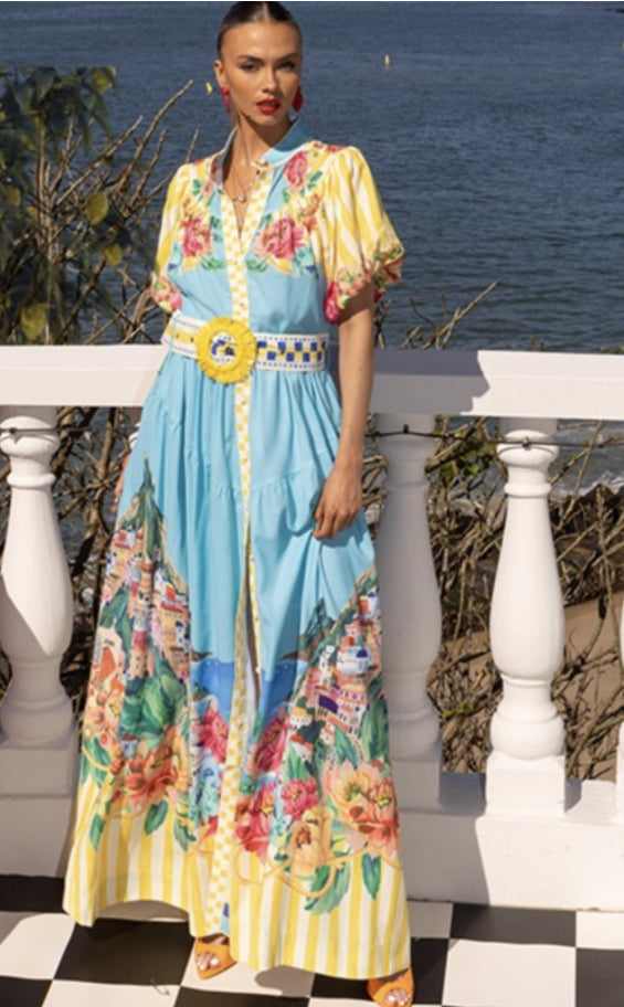 Positano Maxi Dress in Lemon
