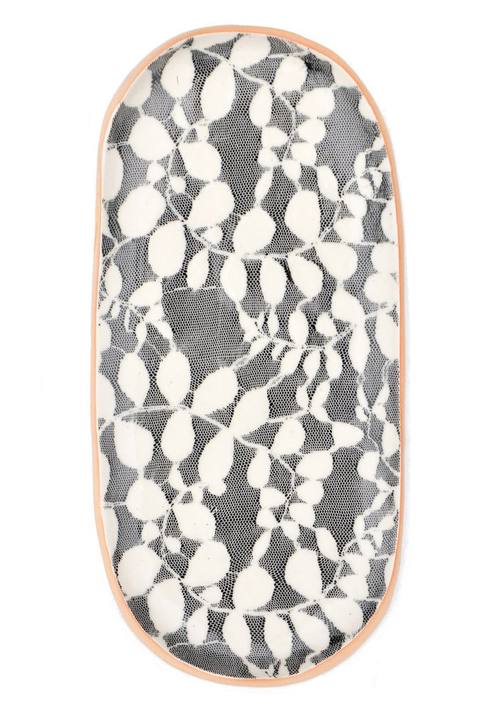 Pressed Pattern Ceramic Tray in Sunprint Floral / Black - LEIF