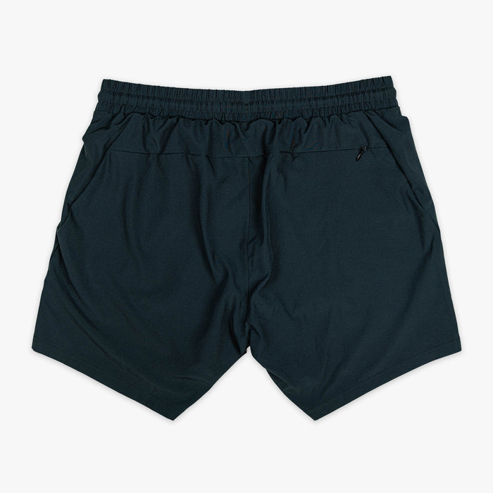 Black and light blue Pro Series with Liner youth shorts — back view
