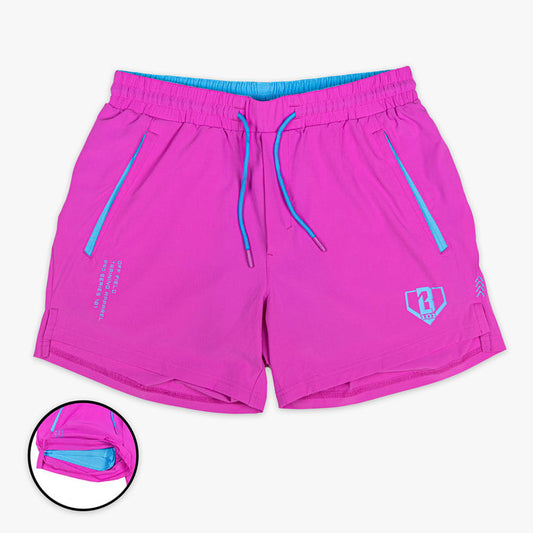 Pink Pro Series with Liner Cotton Candy Pink youth shorts — front view