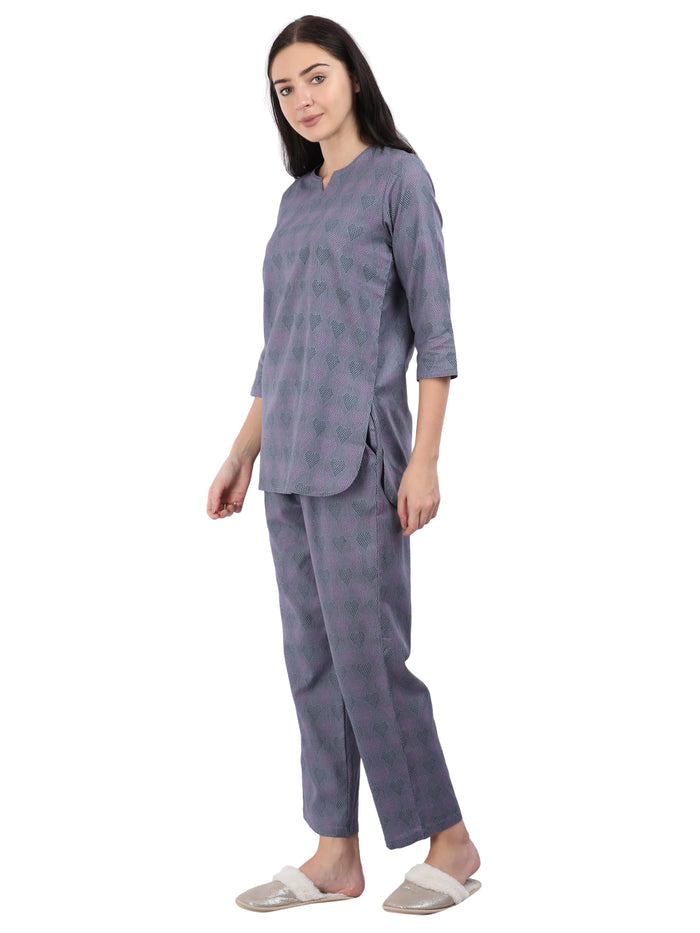 Pure Cotton Purple Night Suits