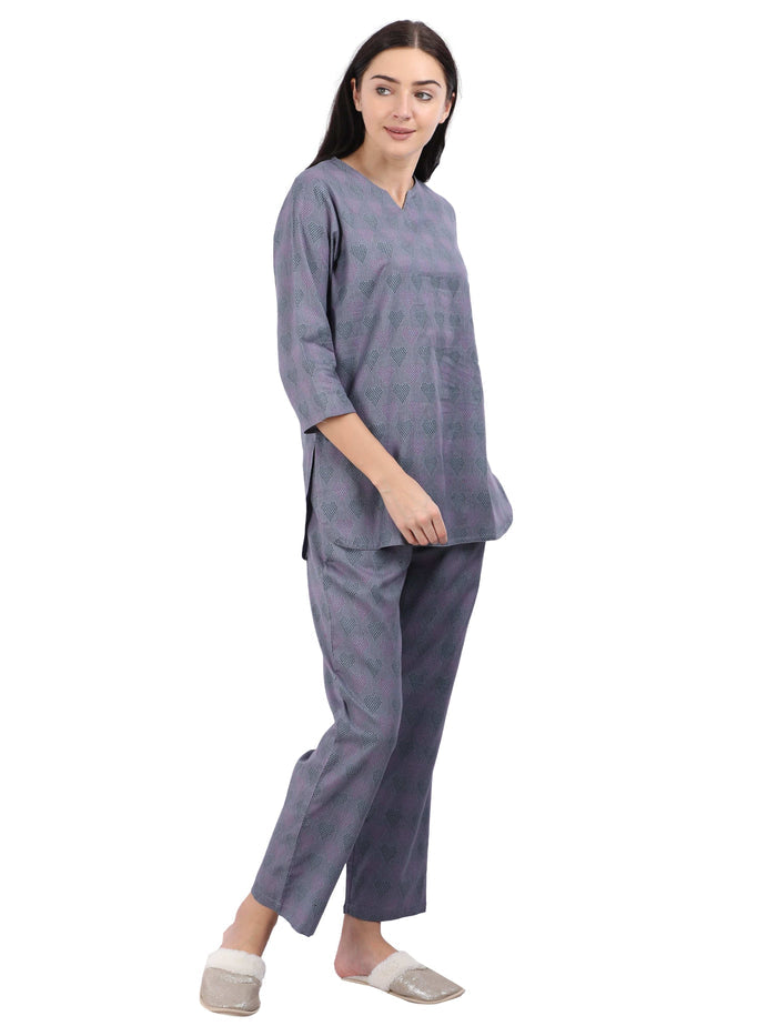 Pure Cotton Purple Night Suits