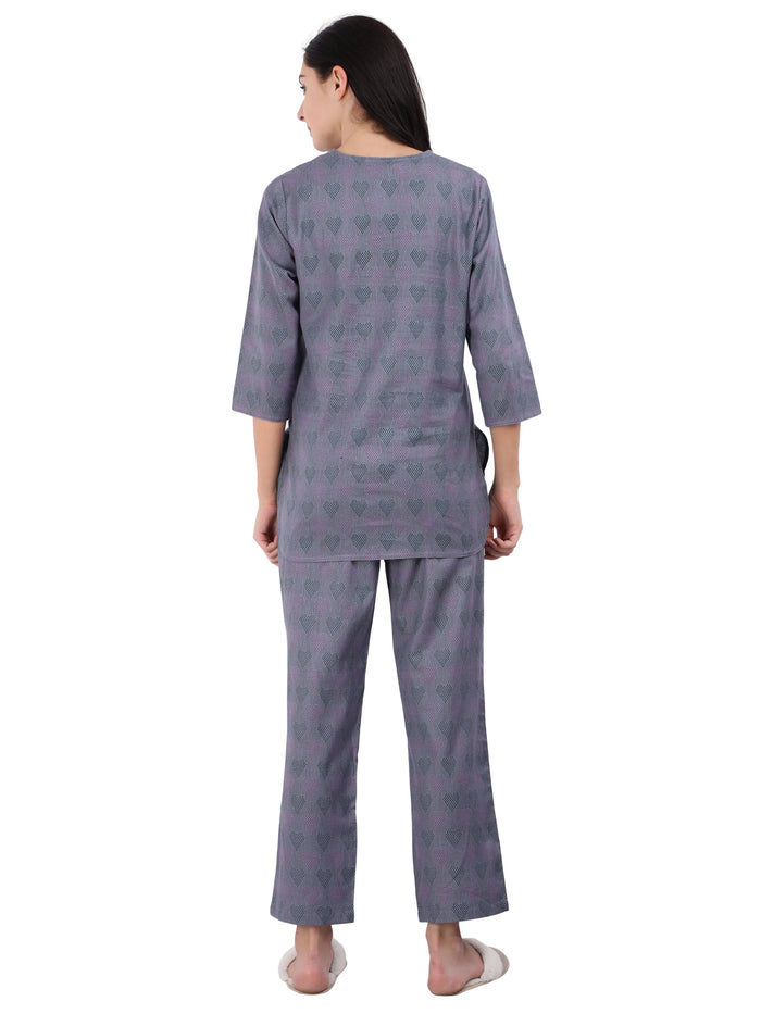 Pure Cotton Purple Night Suits