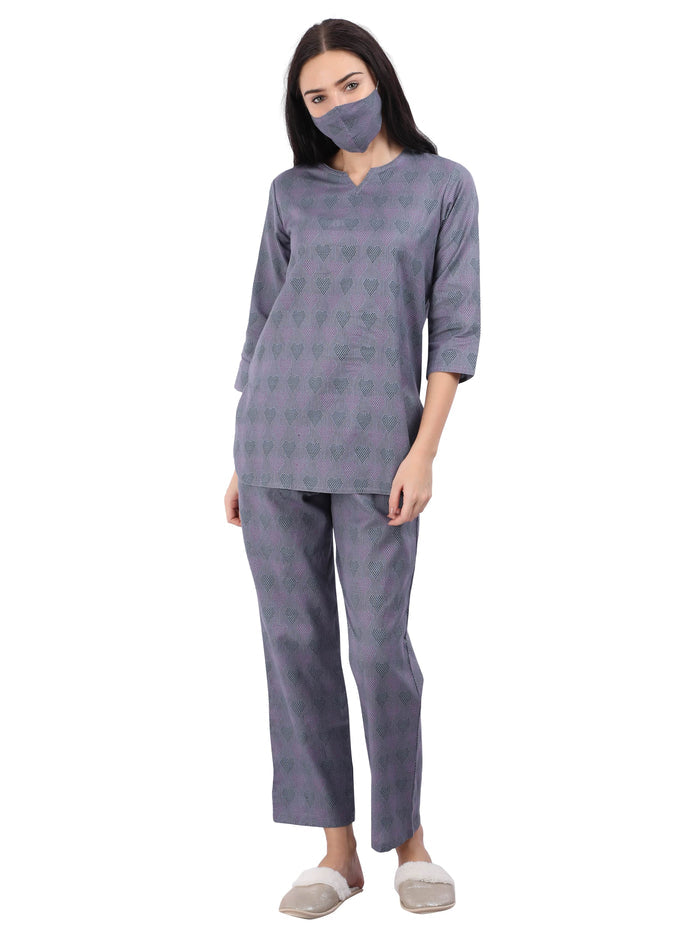Pure Cotton Purple Night Suits
