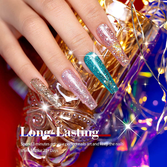 RARJSM ® 6 Colors Diamond Sparkly Glitter Gel Nail Polish Set | 6pcs 7.5ml