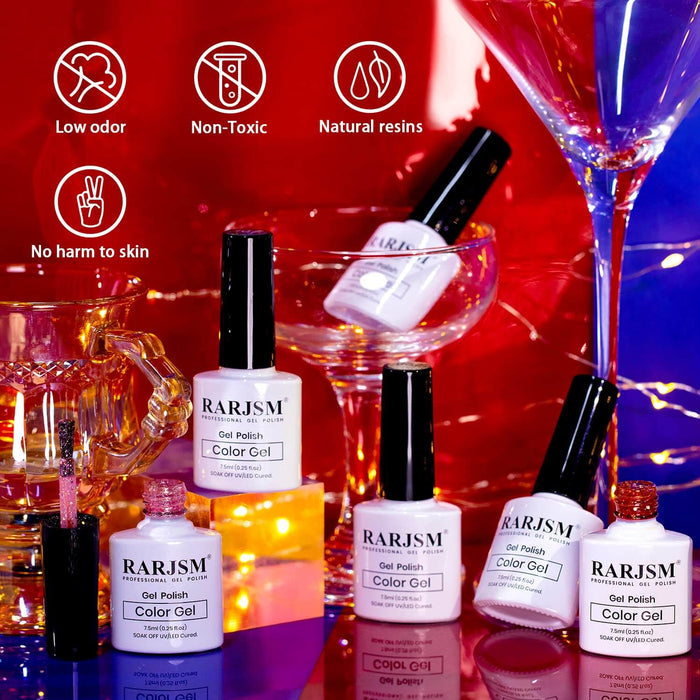 RARJSM ® 6 Colors Diamond Sparkly Glitter Gel Nail Polish Set | 6pcs 7.5ml