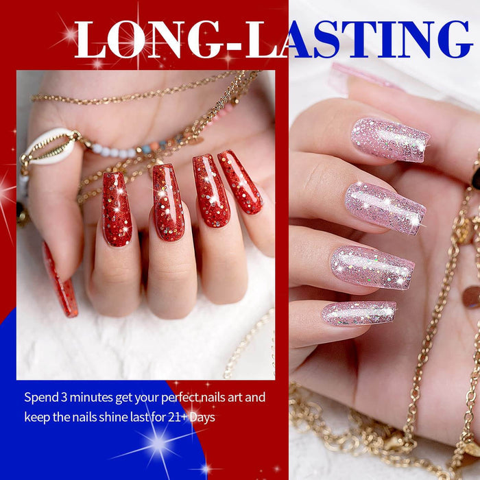 RARJSM ® 6 Colors Diamond Sparkly Glitter Gel Nail Polish Set | 6pcs 7.5ml