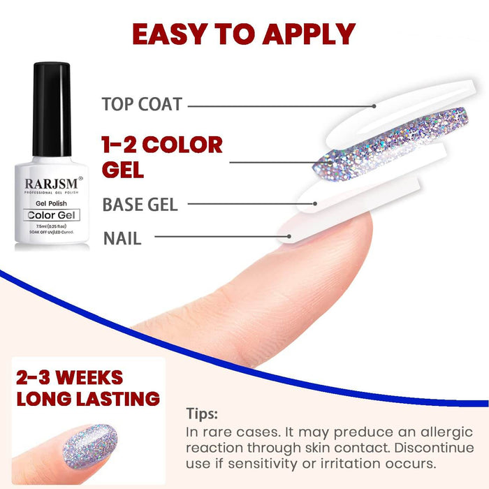 RARJSM ® 6 Colors Diamond Sparkly Glitter Gel Nail Polish Set | 6pcs 7.5ml
