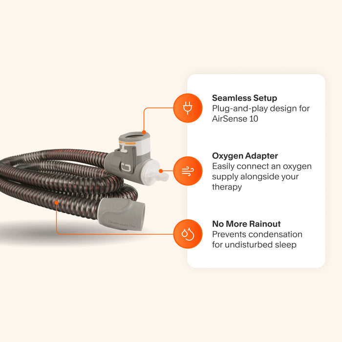Zephair AirMini Tube Adapter featuring compatibility with standard tubing for any mask, easy snap-on setup, and durable design for long-lasting travel use.