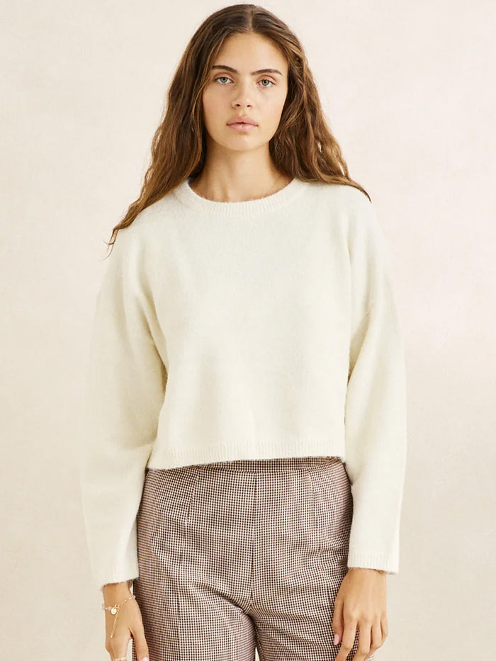 RHYTHM ESTELLE FLUFFY CREW NECK KNIT - CREAM SWEATERS RHYTHM
