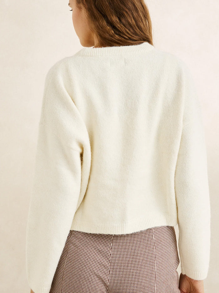 RHYTHM ESTELLE FLUFFY CREW NECK KNIT - CREAM SWEATERS RHYTHM