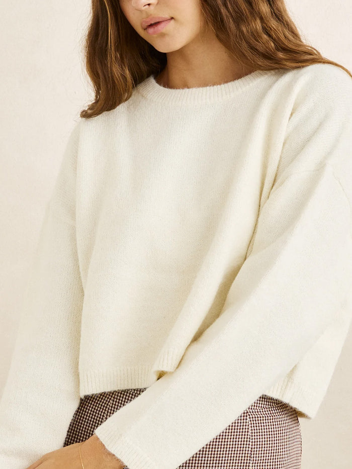 RHYTHM ESTELLE FLUFFY CREW NECK KNIT - CREAM SWEATERS RHYTHM