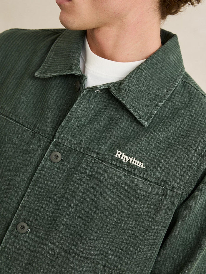 RHYTHM HARLAN LONG-SLEEVE SHIRT - OLIVE T-SHIRTS RHYTHM