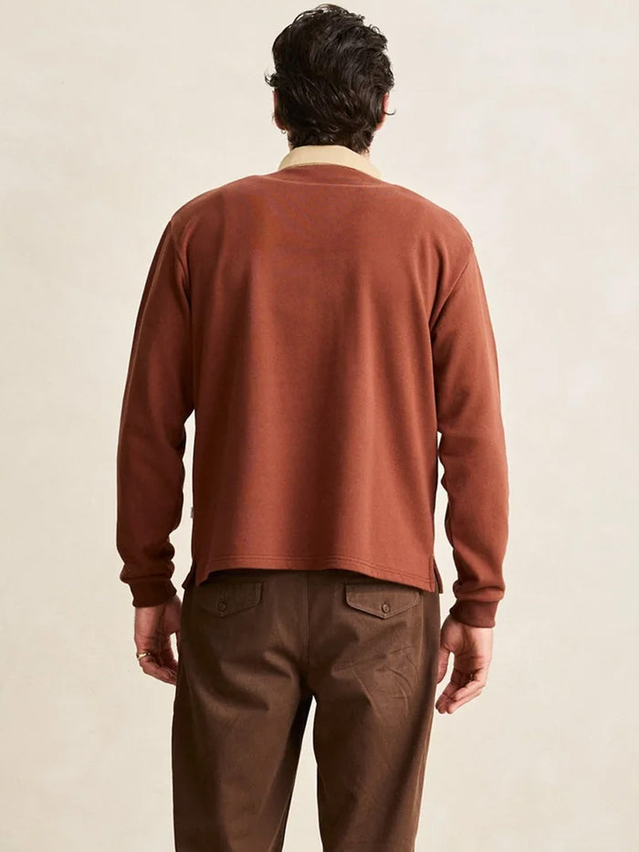 RHYTHM HERITAGE BLOOM RUGBY POLO - BARK T-SHIRTS RHYTHM