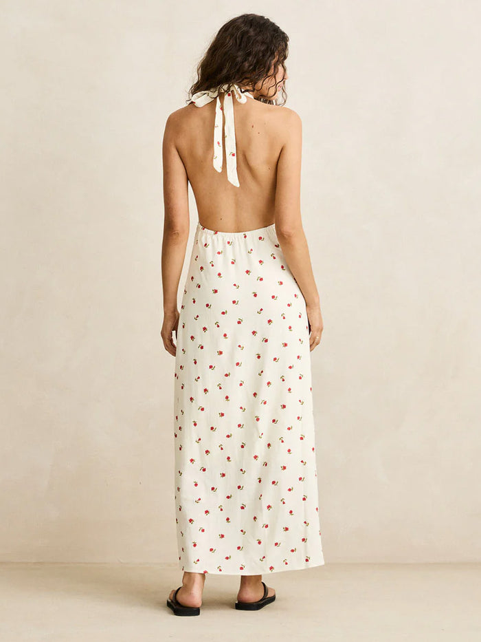 RHYTHM MILA FLORAL HALTER NECK MAXI DRESS - CREAM DRESSES RHYTHM