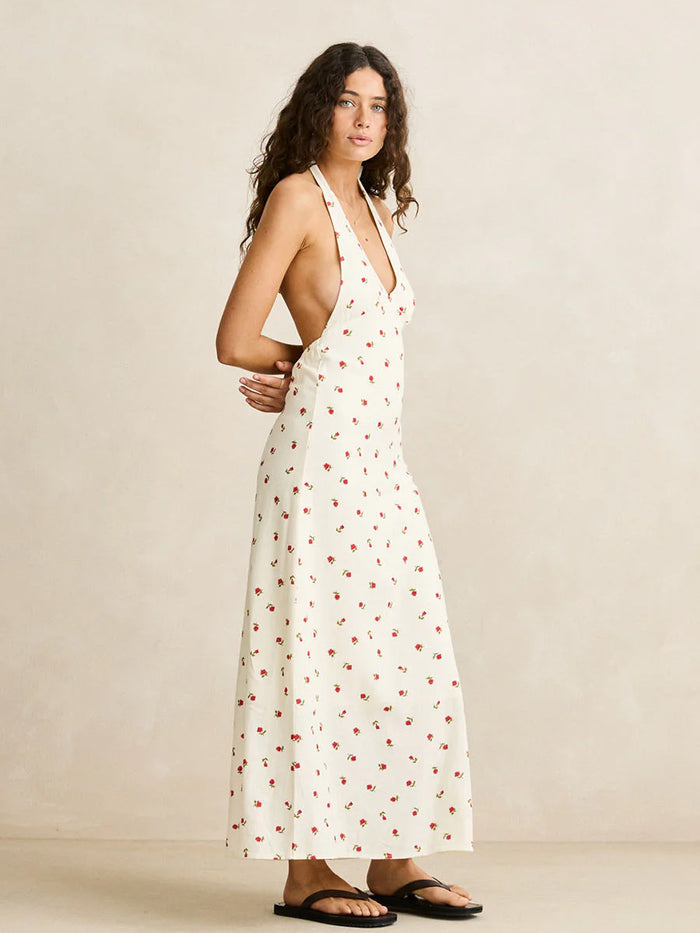 RHYTHM MILA FLORAL HALTER NECK MAXI DRESS - CREAM DRESSES RHYTHM