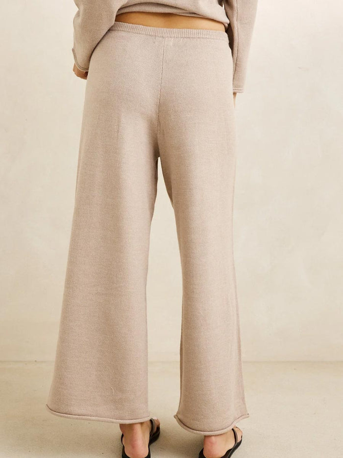 RHYTHM WILLA ROLLED HEM KNIT PANT - TAUPE PANTS RHYTHM