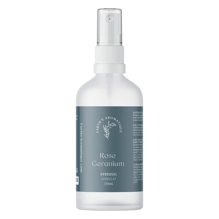 Bottle of Earth's Aromatique Rose Geranium Hydrosol 120mL