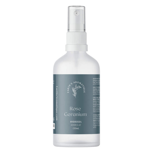 Bottle of Earth's Aromatique Rose Geranium Hydrosol 120mL