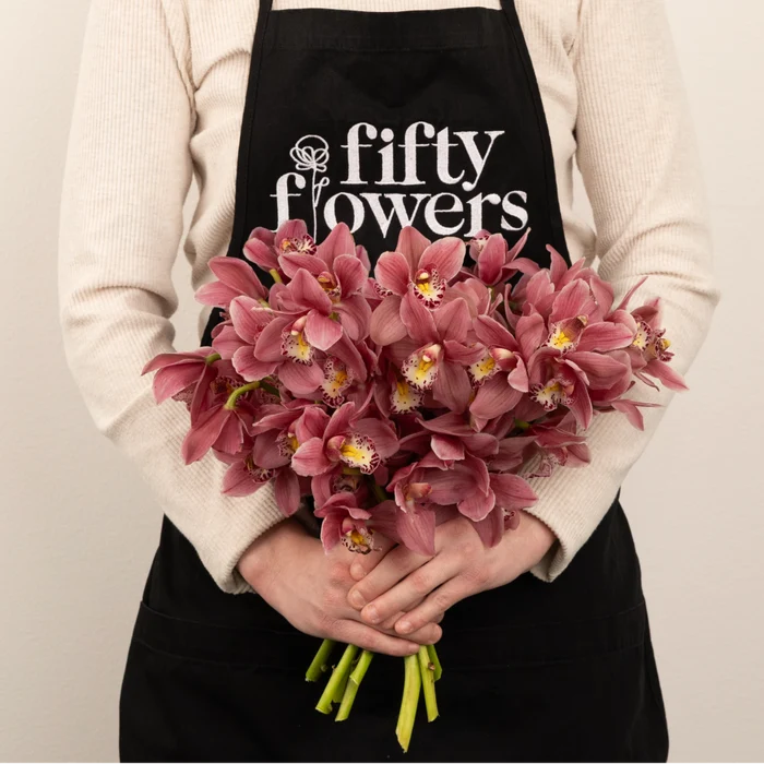Rosey Wine Mini Cymbidium Orchid Apron - Image