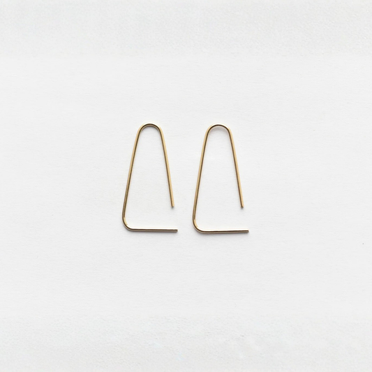 Medium rounded triangle threader earrings, gold-tone wire loops