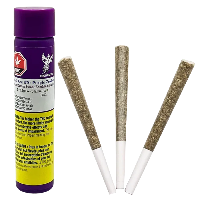 HighXotic 1.5 g Royal Ace #5: Purple Zombie PR 3 x 0.5 g Pre-Rolls