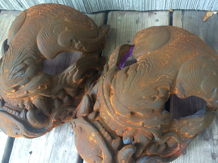 RUST PANTHER MASK- FINISHED, READY TO SHIP