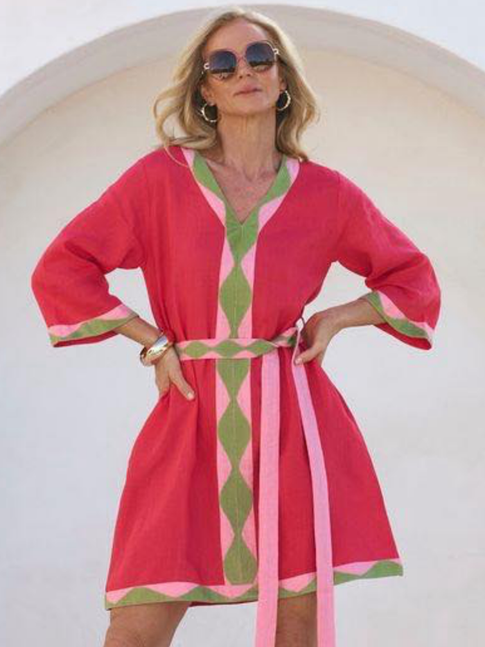 Sacha Linen Shift Dress in Watermelon