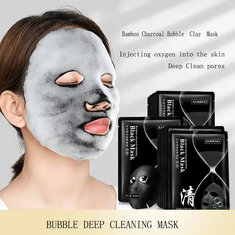 SAMANLI Bamboo Charcoal Cleansing Black Mask Samanli Bubble Mask 10 pcs - SD Cosmetics Care