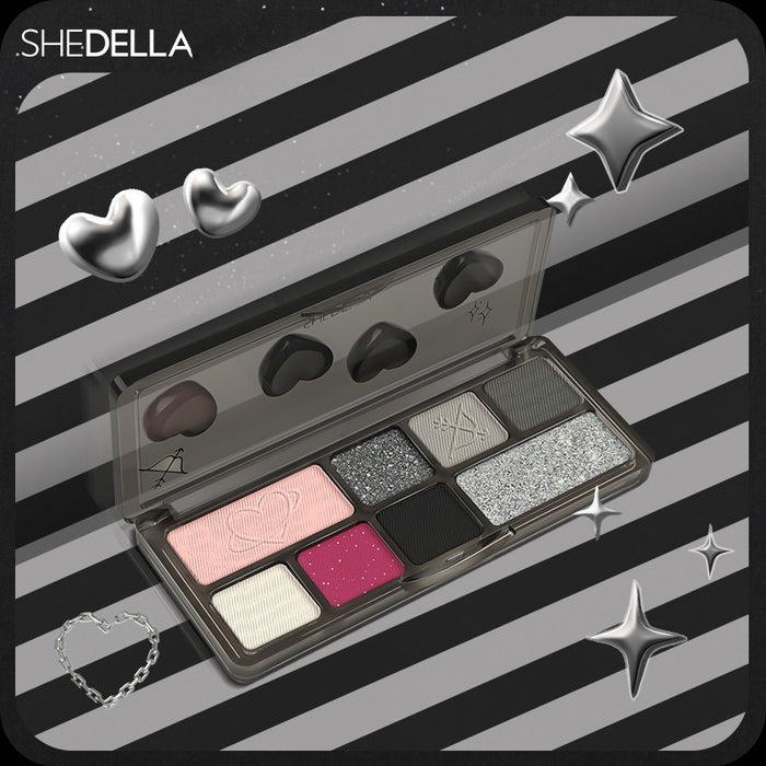 SheDella Black Pink Swan 8-Color Eyeshadow Palette T4441