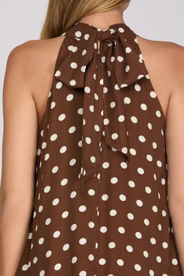 She+Sky Polka Dot Halter Maxi Dress