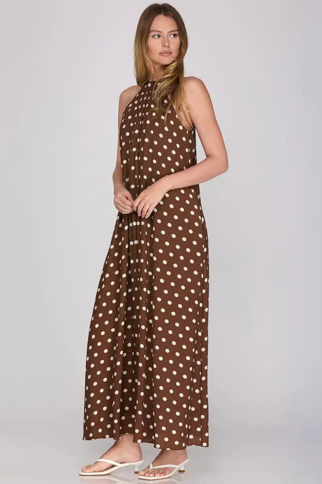 She+Sky Polka Dot Halter Maxi Dress