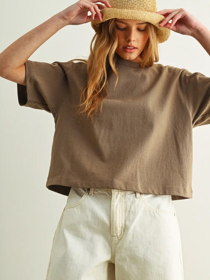 SHORT SLEEVE LINEN KNITTED TOP - OLIVE T-SHIRTS OAK CLOTHING CO.